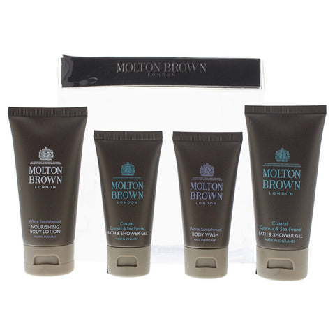 Molton Brown Gift Set 2 x 30ml Coastal Cypress & Sea Fennel Shower Gel + 50ml White Sandalwood Body Lotion + 30ml White Sandalwood Body Wash