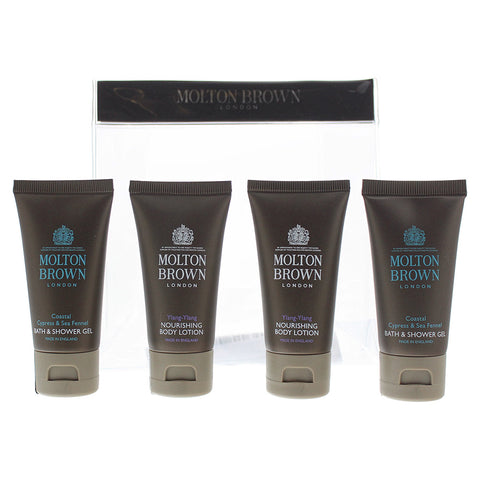 Molton Brown Gift Set 2 x 30ml Coastal Cypress & Sea Fennel Body Wash + 2 x 30ml Ylang-Ylang Body Lotion