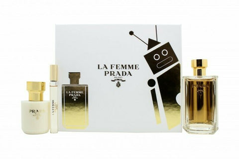 Prada La Femme Gift Set 100ml EDP + 100ml Body Lotion + 10ml Rollerball EDP